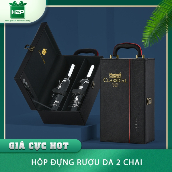 HỘP RƯỢU DA 2 CHAI HDRD-15